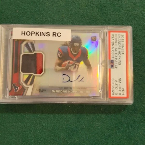 2013 Finest Rookie Jersey Patch Autograph DH DeAndre Hopkins PSA 8