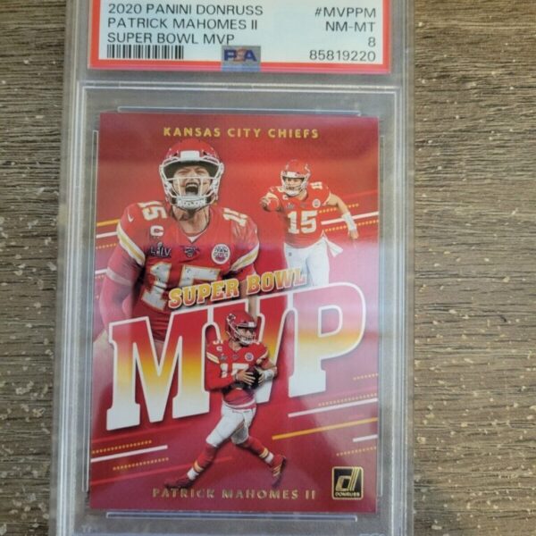 2020 Donruss Super Bowl MVP MVPPM Patrick Mahomes II PSA 8