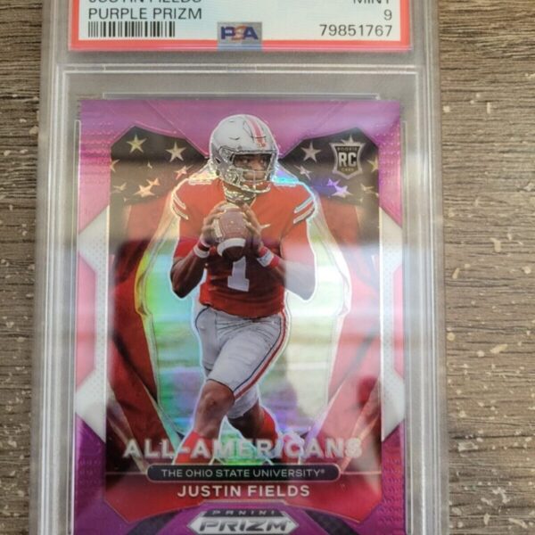 2021 Prizm Draft Picks Purple Prizm #192 Justin Fields 16/75 PSA 9