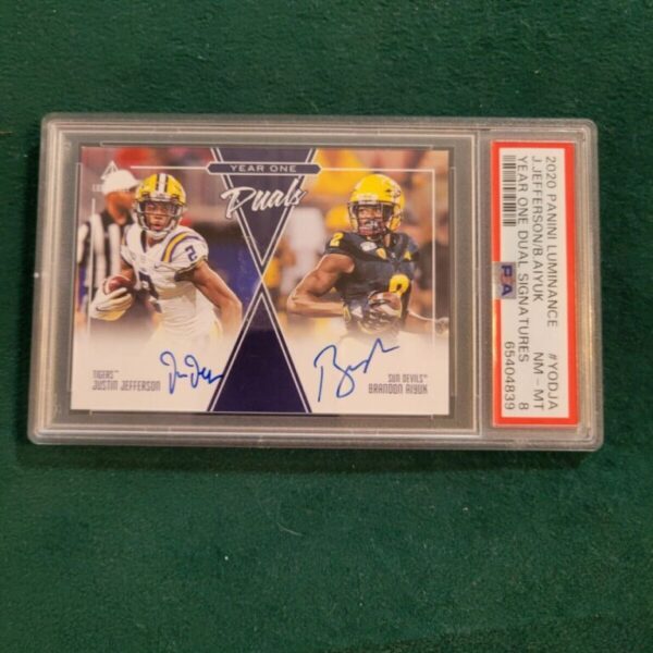 2020 Panini Luminance Year One Dual Signatures YODJA Jefferson/Aiyuk PSA 8