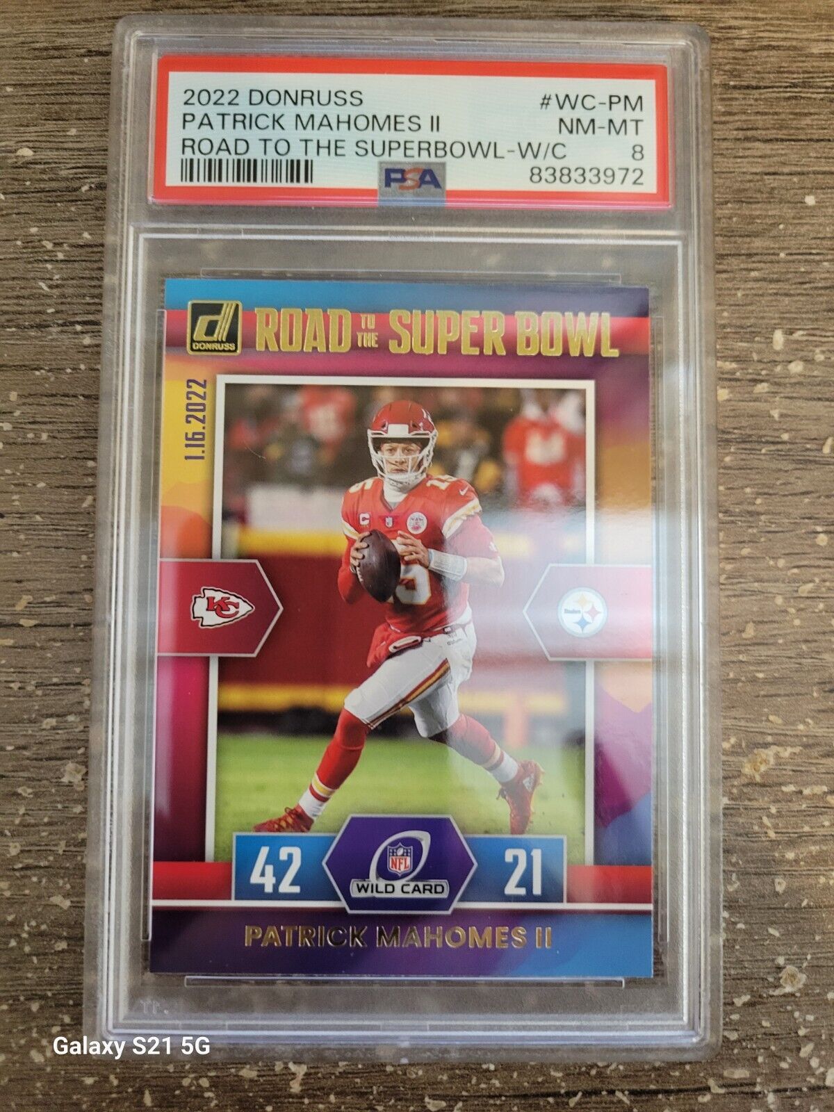 2022 Donruss Road to the Super Bowl Wildcard WCPM Patrick Mahomes II PSA 8