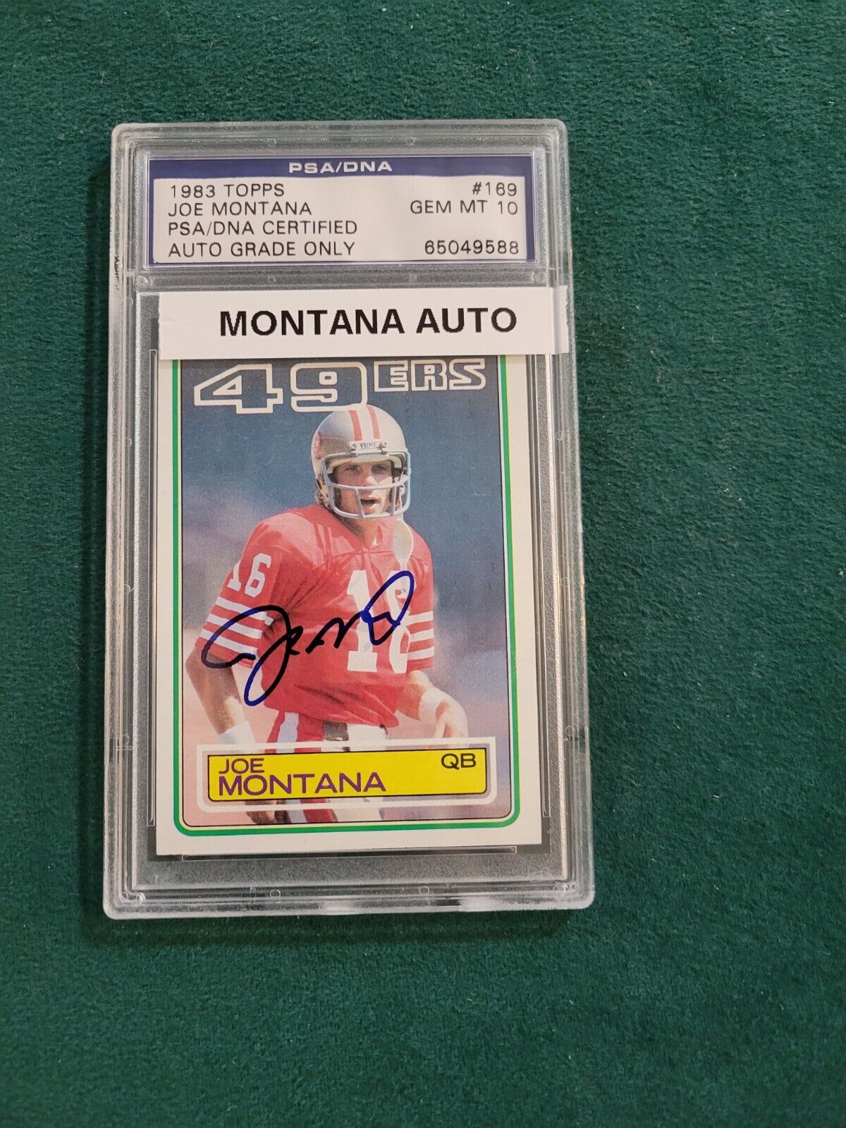 1983 Topps #169 Joe Montana Autograph PSA 10 Auto Only