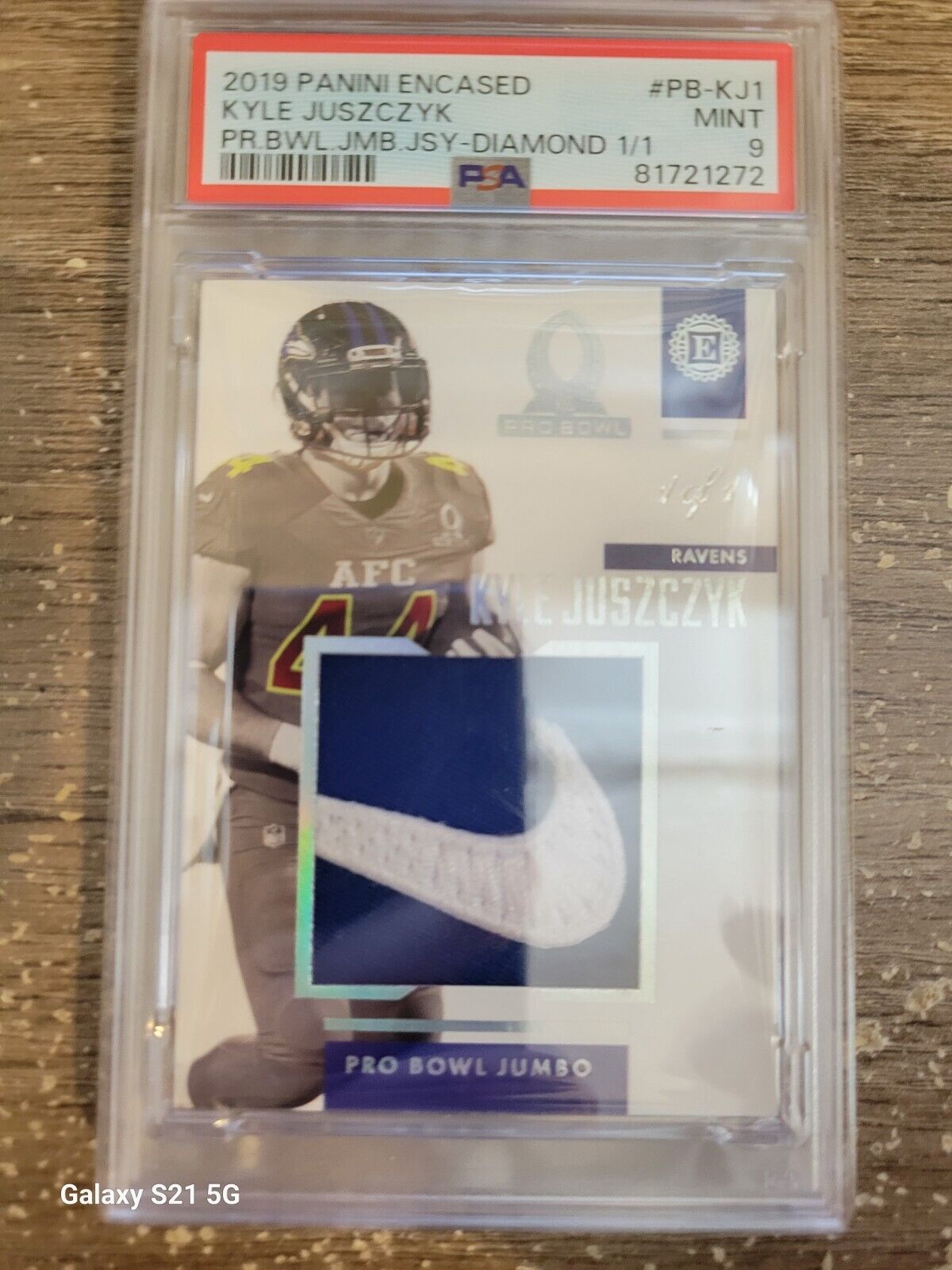 2019 Encased Pro Bowl Jumbo Jersey Diamond PBKJ1 Kyle Juszczyk 1/1 PSA 9