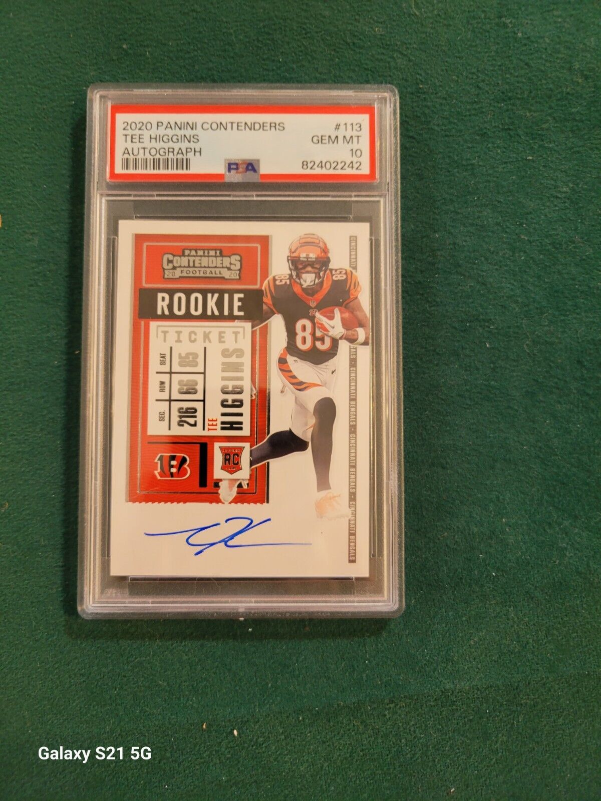 2020 Panini Contenders Rookie Ticket Auto #113 Tee Higgins PSA 10