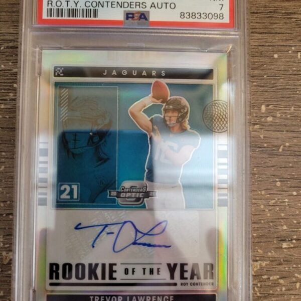 2021 Contenders Optic Rookie of the Year Contenders Auto Trevor Lawrence PSA 7