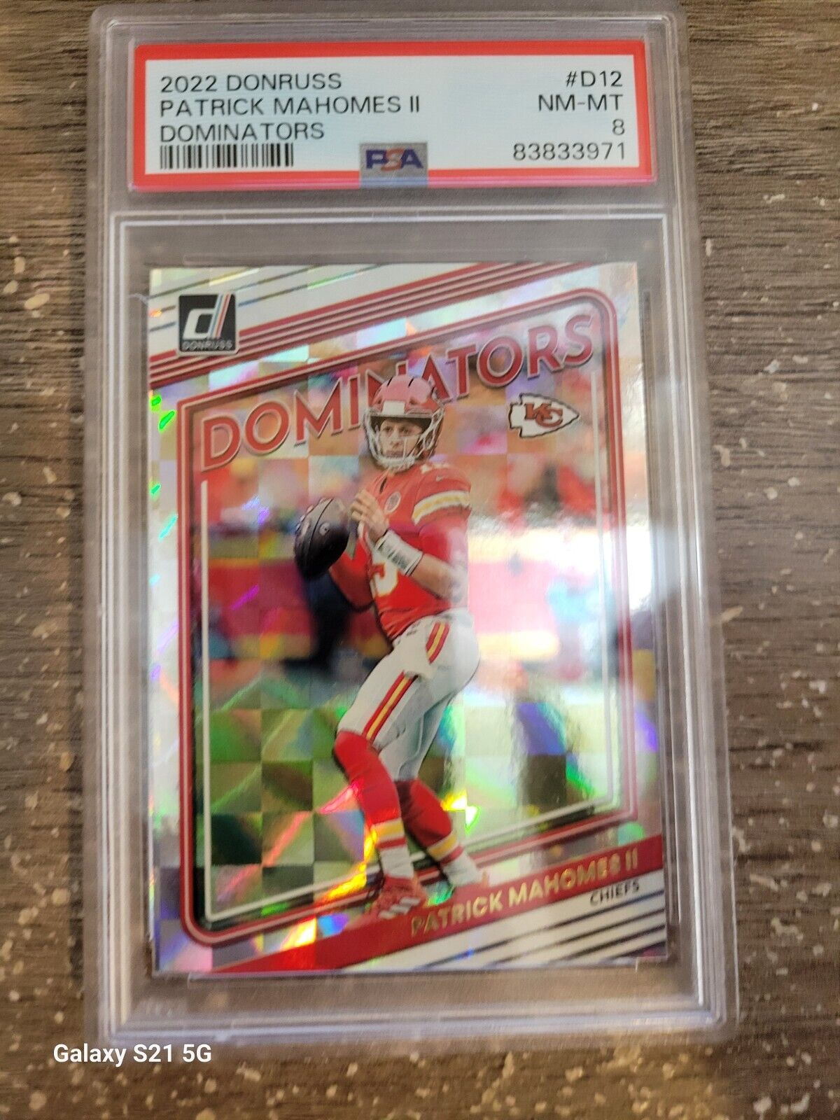 2022 Donruss Dominators D12 Patrick Mahomes II PSA 8