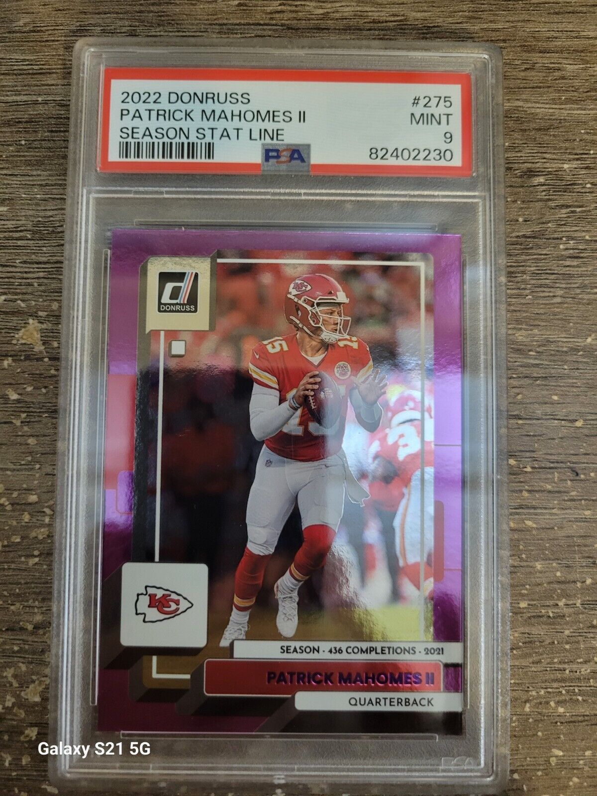 2022 Donruss Stat Line Season #275 Patrick Mahomes II 281/436 PSA 9