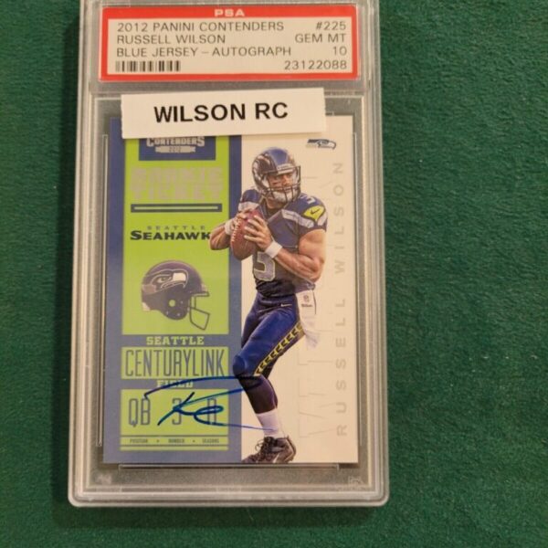 2012 Panini Contenders Rookie Ticket Autograph #225 Russell Wilson Blue Jersey P