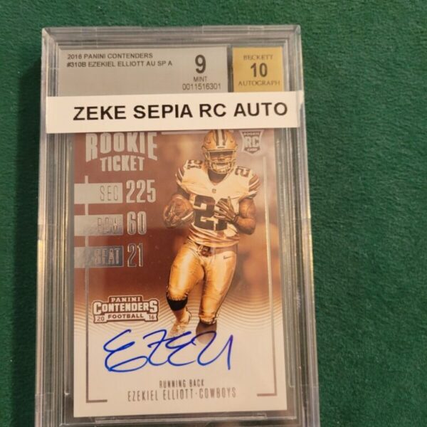 2016 Panini Contenders Sepia #310B Ezekiel Elliott Auto BGS 9