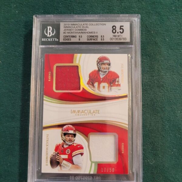 2019 Panini Immaculate Collection Immaculate Duals Mahomes/Montana BGS 8.5