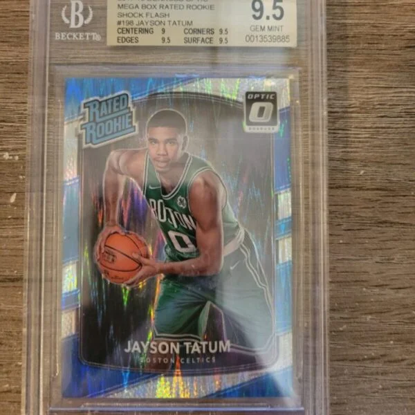 2017-18 Donruss Optic Mega Box Rated Rookie Shock Flash 198 Jayson Tatum BGS 9.5