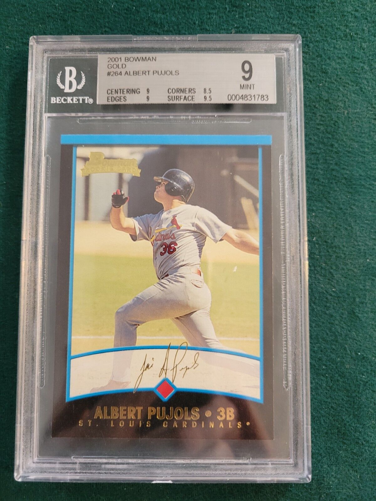 2001 Bowman Gold #264 Albert Pujols BGS 9 Rookie