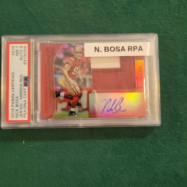 2019 Certified Mirror Red #210 Nick Bosa Patch Autograph PSA 7 Card 8 Auto Rooki