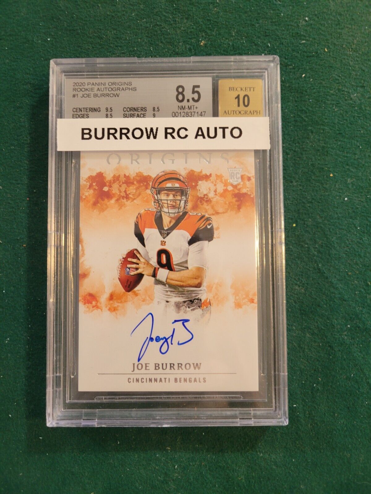 2020 Panini Origins Rookie Autographs RA-JB Joe Burrow BGS 8.5